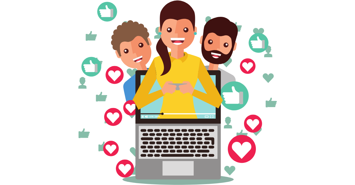 Illustration of young people socializing on social network 